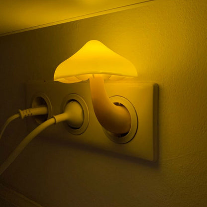 LED Night Light Mushroom Wall Socket Lamp EU US Plug Light-control Sensor