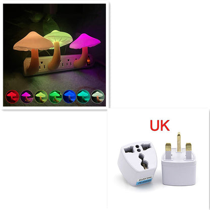 LED Night Light Mushroom Wall Socket Lamp EU US Plug Light-control Sensor