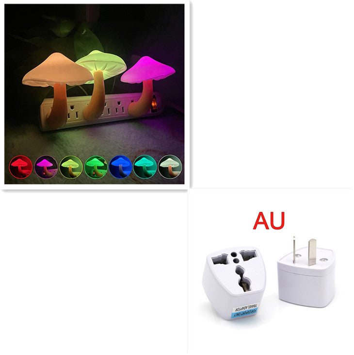 LED Night Light Mushroom Wall Socket Lamp EU US Plug Light-control Sensor