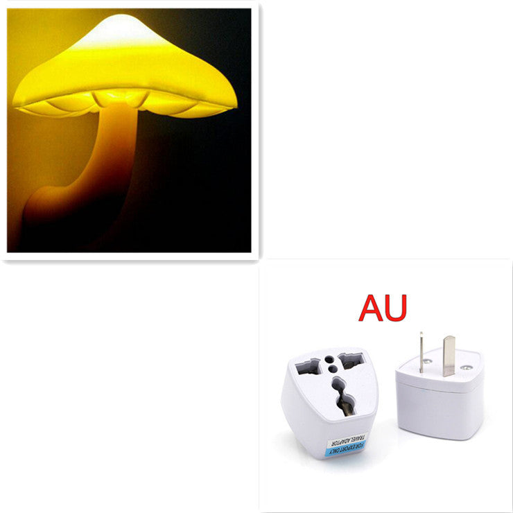 LED Night Light Mushroom Wall Socket Lamp EU US Plug Light-control Sensor