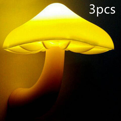 LED Night Light Mushroom Wall Socket Lamp EU US Plug Light-control Sensor