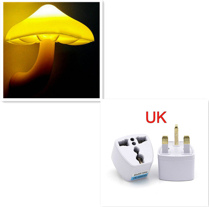 LED Night Light Mushroom Wall Socket Lamp EU US Plug Light-control Sensor